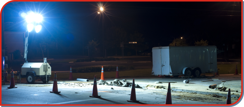 temporary lighting on a construction site